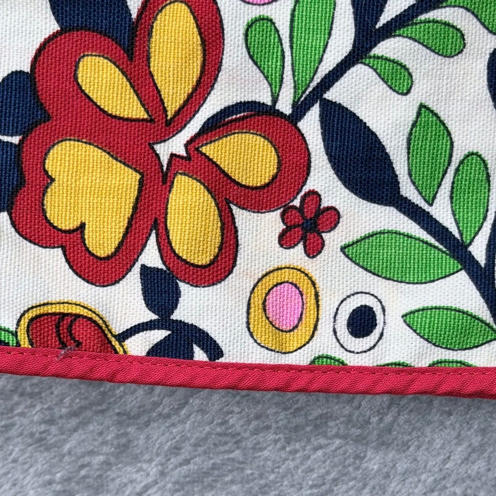 Vintage Floral Tabard Apron Red Yellow Green‎ Psychedelic Retro Kitchen Smock - Picture 6 of 9